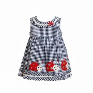 Youngland Baby Newborn 3/6 Month Gingham Ladybug Cotton Polyester Dress💜